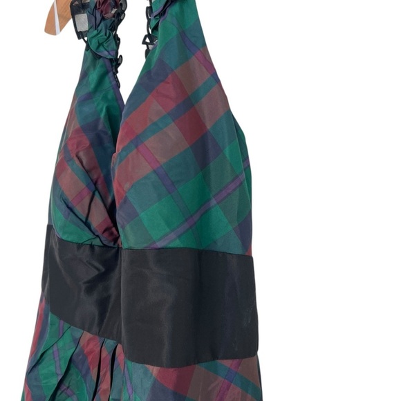Kay Unger Women's Plaid Halter Cocktail Dress Size 8 - Picture 5 of 11